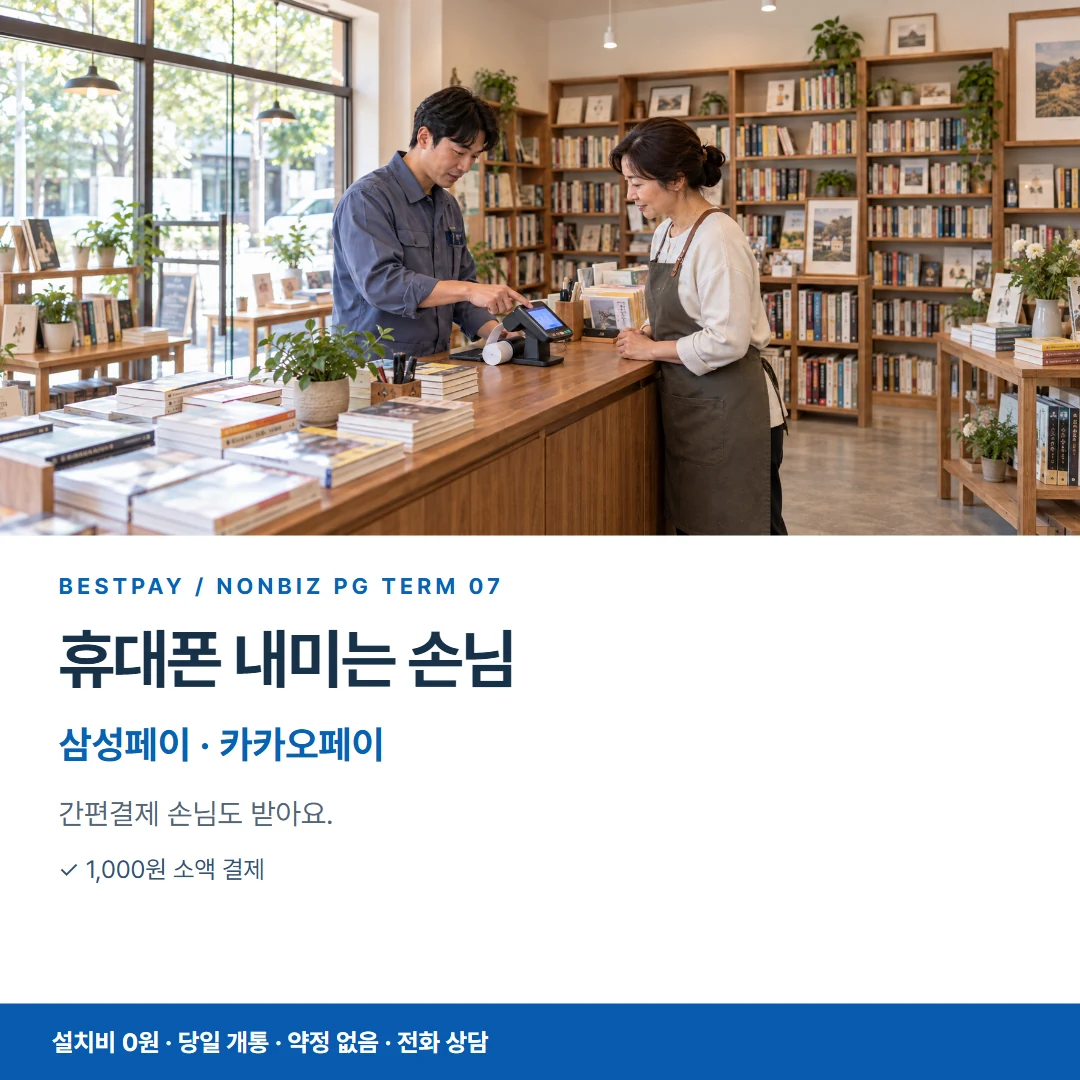 베스트페이 카드뉴스 7 · 휴대폰 내미는 손님 삼성페이 · 카카오페이