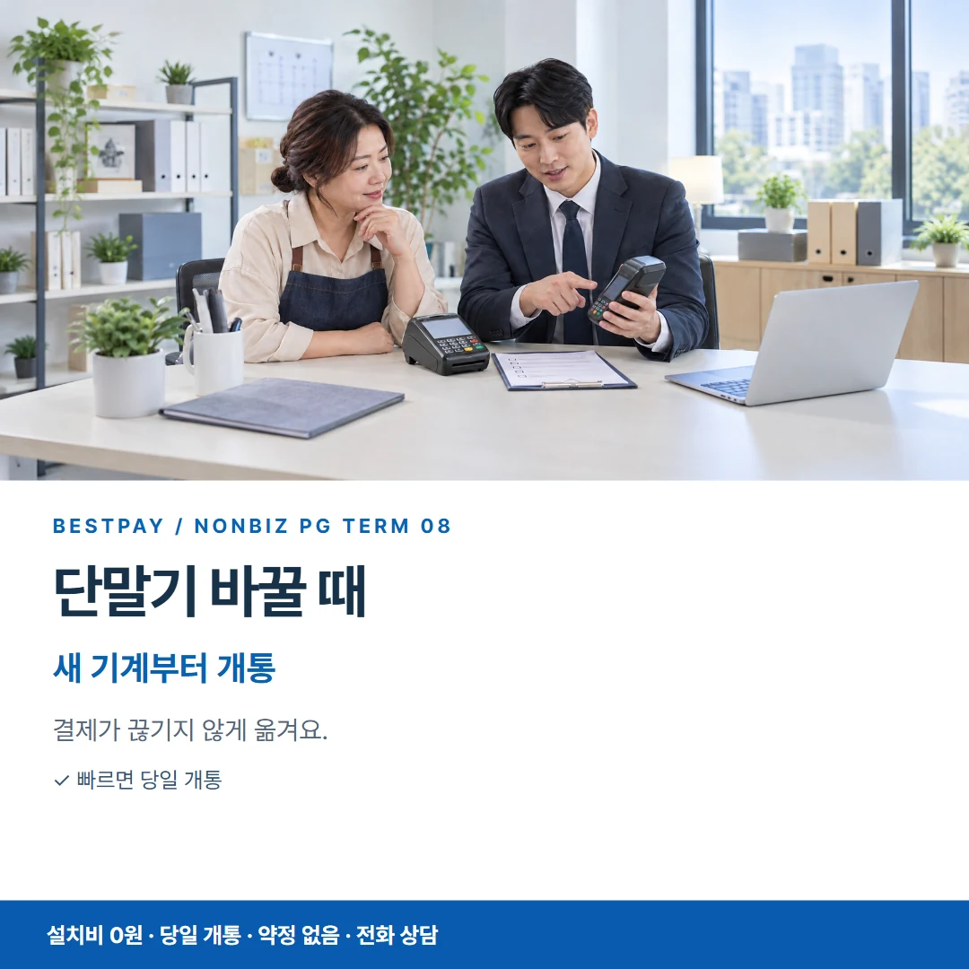베스트페이 카드뉴스 8 · 단말기 바꿀 때 새 기계부터 개통